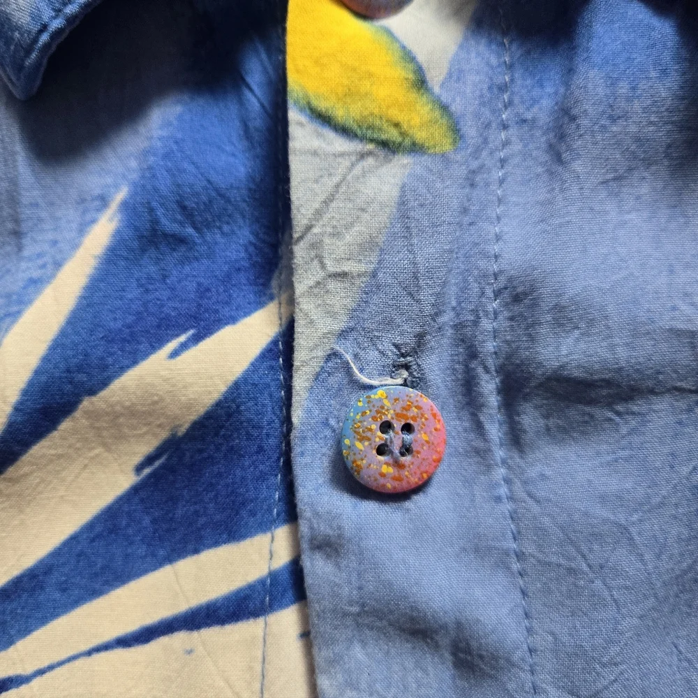 vtg 80s/90s Jams World L Blue Floral Rayon Hawaiian Shirt - Picture 3 of 5